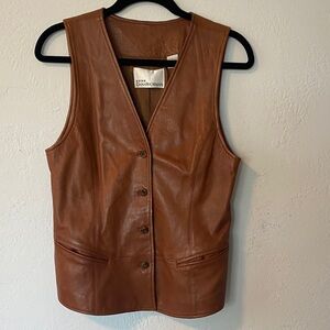 Dana Buchman Vintage Tan Leather Vest